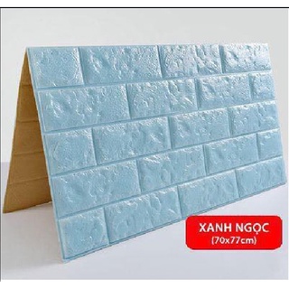 Xốp dán tường giả gạch 3d xanh ngọc 3mm