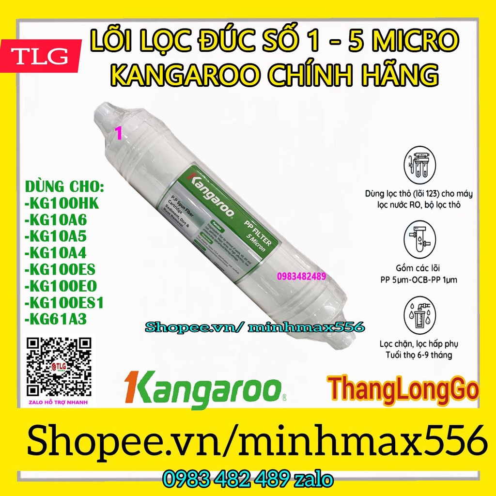 COMBO 4 LÕI LỌC NƯỚC KANGAROO SỐ 123 [ MÁY KG100HK ] - THAY ĐƯỢC CHO KG100HK - KG10A6 - KG10A5 - KG10A4 - KG100ES - KG10