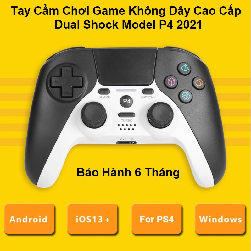 Tay Chơi Game P4 Pro Không Dây, Dual Rung - Chơi Game PC, PS4, Laptop, Chơi PES, Full Skill FO4 Tối