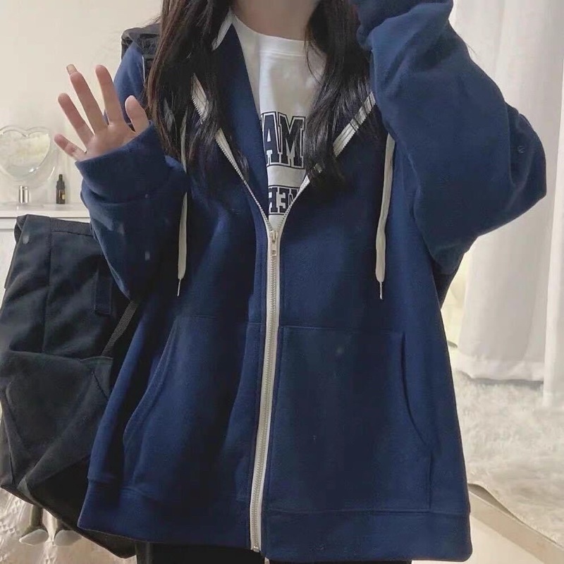 Áo Hoodie Zip Trơn Nỉ Cotton Xịn Form Rộng Ảnh Thật 100%
