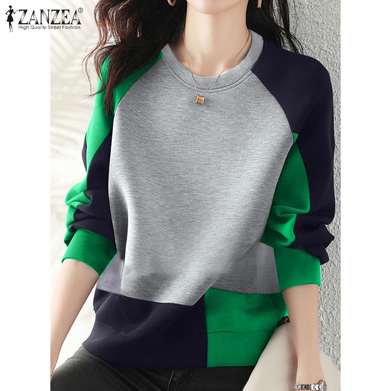 Áo nỉ ZANZEA cổ tròn dài tay thiết kế thời trang cho nữ