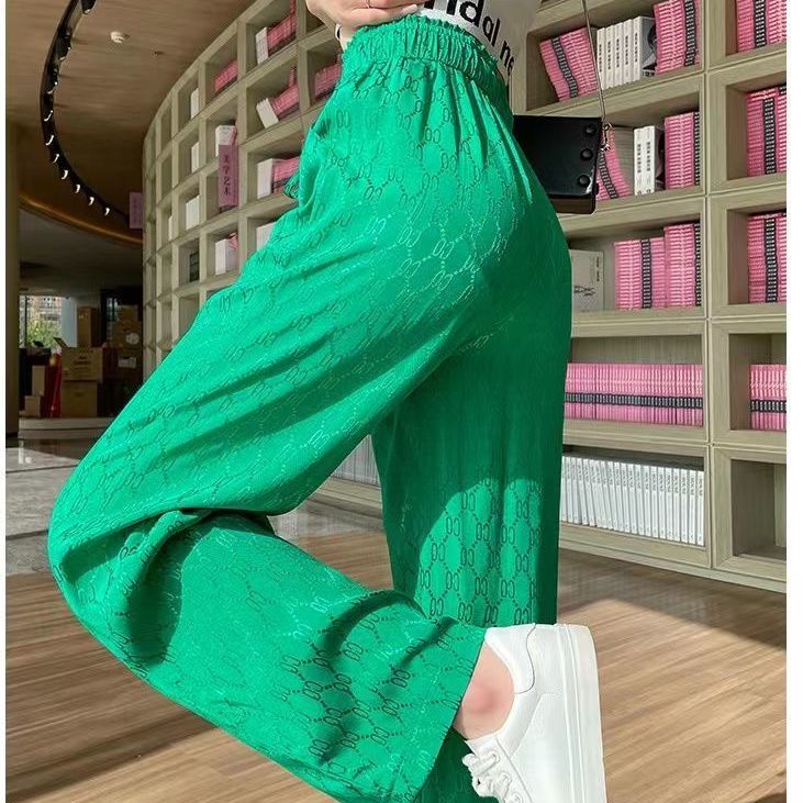 Jiashucheng Quần Dài Ống Rộng Dáng Suông Lưng Cao Vải Lụa Lạnh Mỏng Thời Trang Mùa Hè Hàng Mới Dành Cho Bạn Nữ