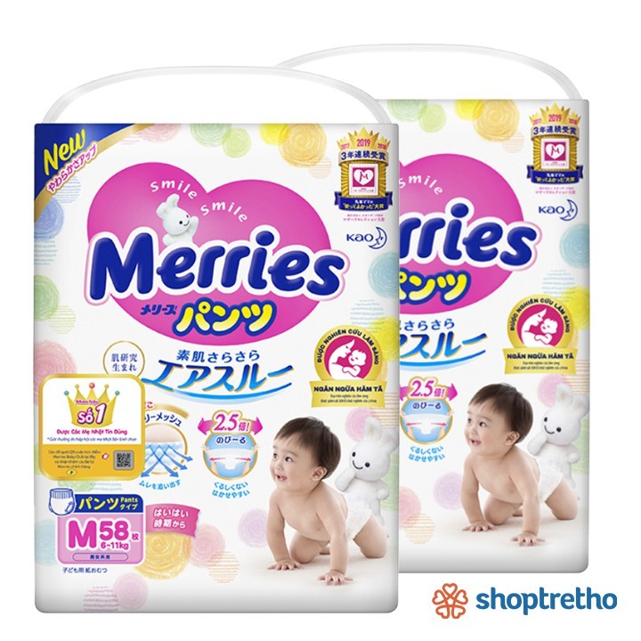 Bỉm quần MERRIES M58 (cho bé từ 6-11kg) 1 bịch