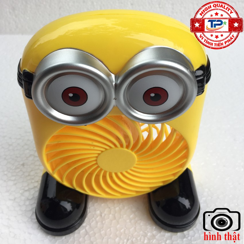 Quạt sạc tích điện mini hình Minion thiết kế cute xinh xắn dễ thương gió mạnh chạy êm, rất tiện lợi