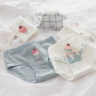 Set 5 quần lót nữ cotton mềm mịn thoáng khí họa tiết dễ thương