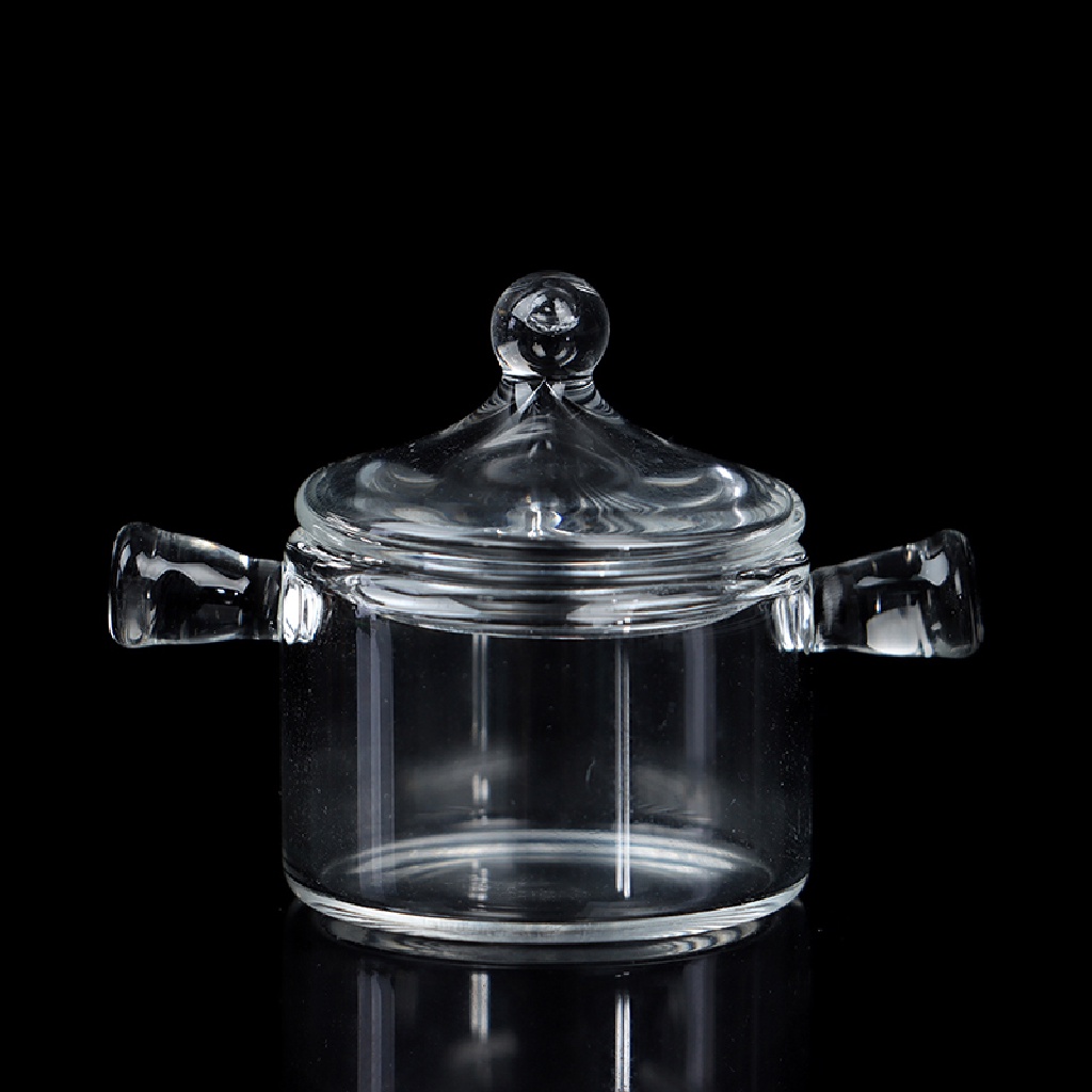 SU Mini food play glass binaural small soup pot doll house kitchen furnishings n
