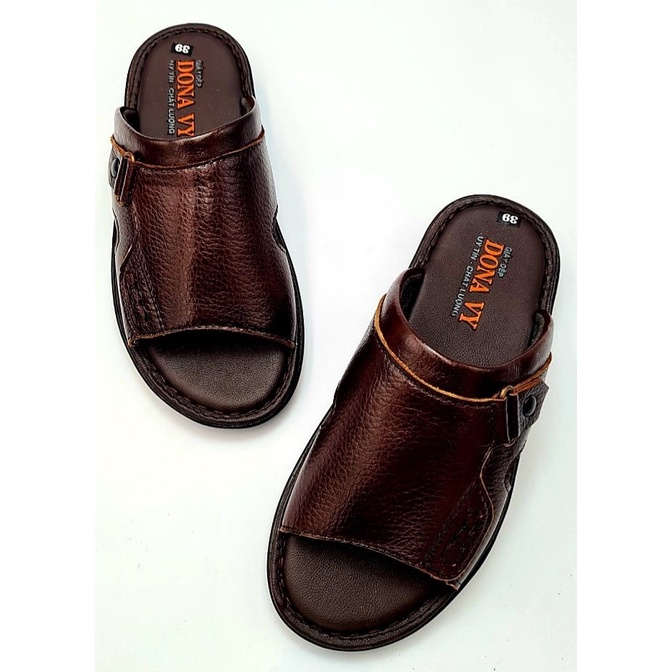 Dép quai ngang nam da bò, cao cấp-Kinson Shop-