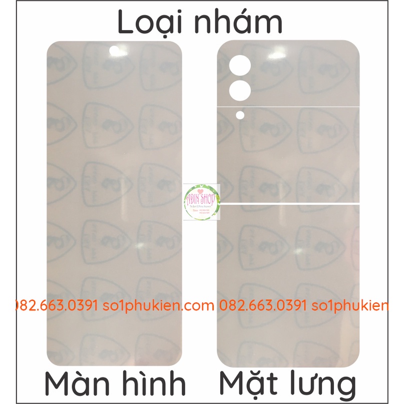 Dán PPF Samsung Z Flip 3 loại trong, nhám dành cho màn hình, mặt lưng