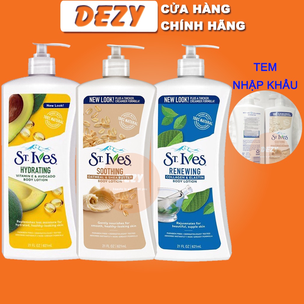 Sữa Dưỡng Thể St ives 621ml Chính Hãng - Body Lotion Yến Mạch Và Bơ Vitamin A E Dưỡng Ẩm Collagen Trắng Da St.ives Dezy | BigBuy360 - bigbuy360.vn