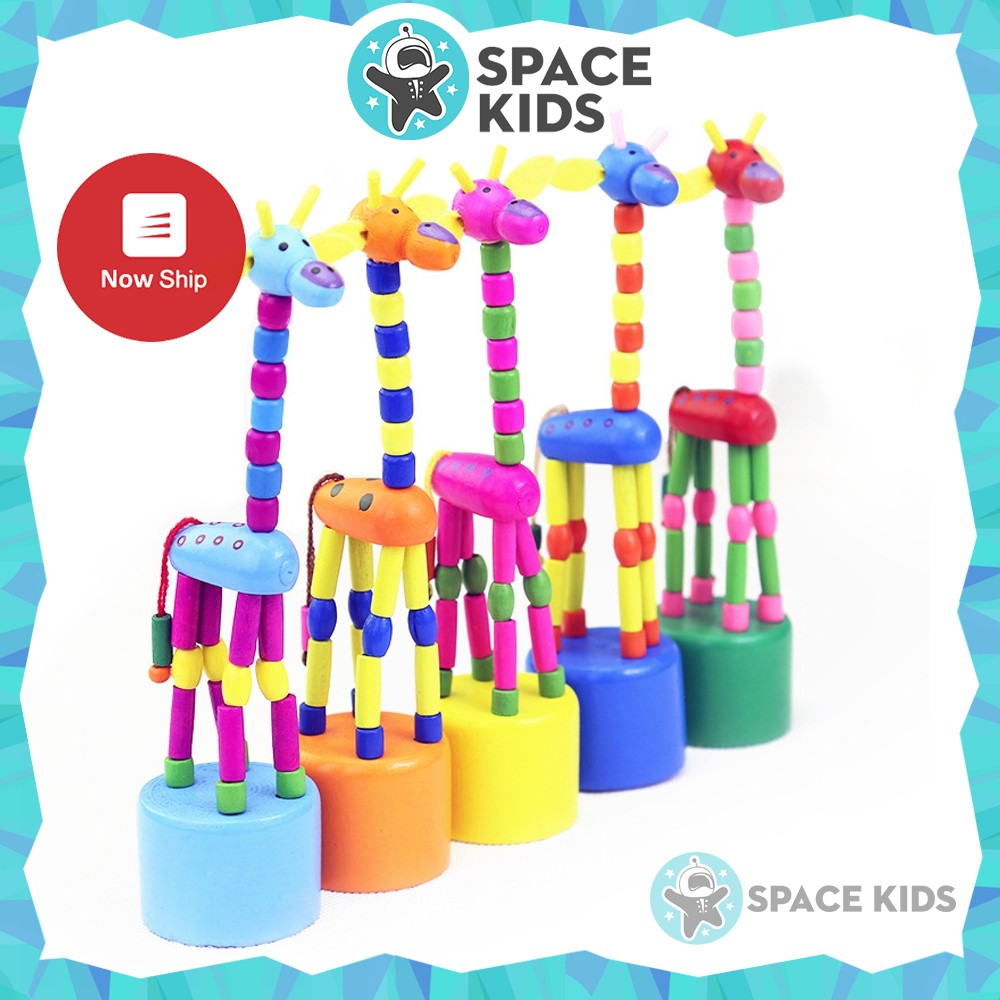 Đồ chơi gỗ cho bé Hươu cao cổ thay đổi tư thế, nhiều màu sắc cho bé giúp tay linh hoạt Space Kids