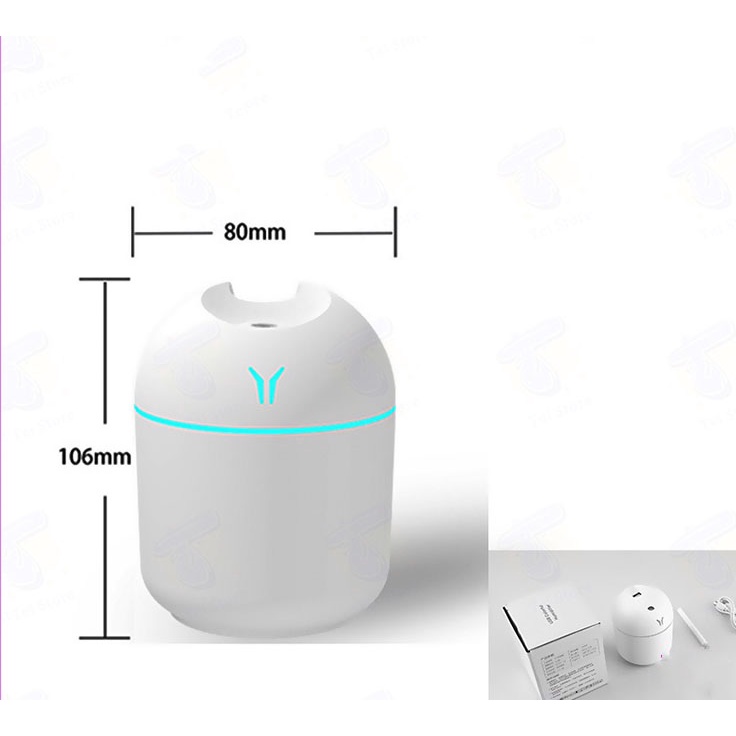 Máy xông tinh dầu phòng ngủ cao cấp 2 chế độ kèm đèn Led 250ml, Máy phun sương tạo ẩm khuếch tán tinh dầu nhỏ gọn