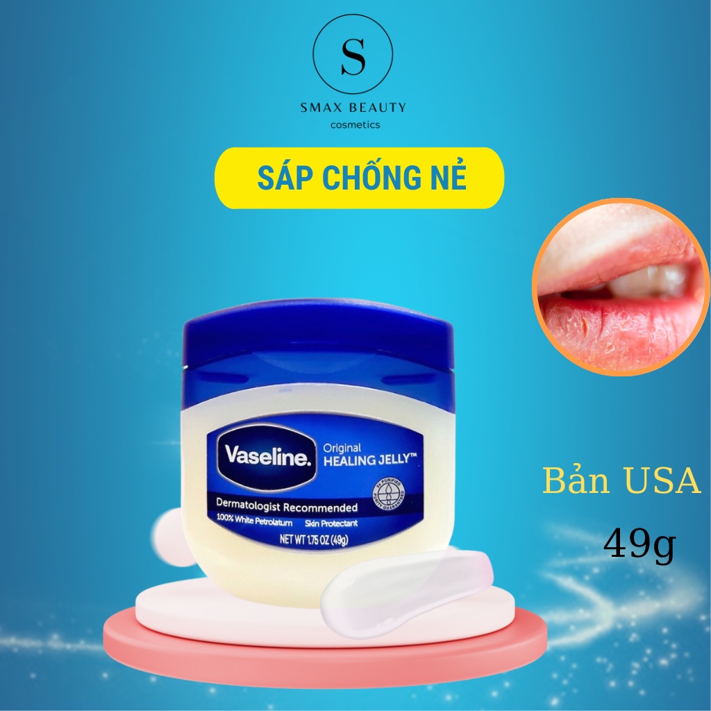 Sáp chống nẻ dưỡng môi Vaseline cấp ẩm mềm mịn bảo vệ , chống khô tái tạo da từ bên trong môi trọng lượng 49g