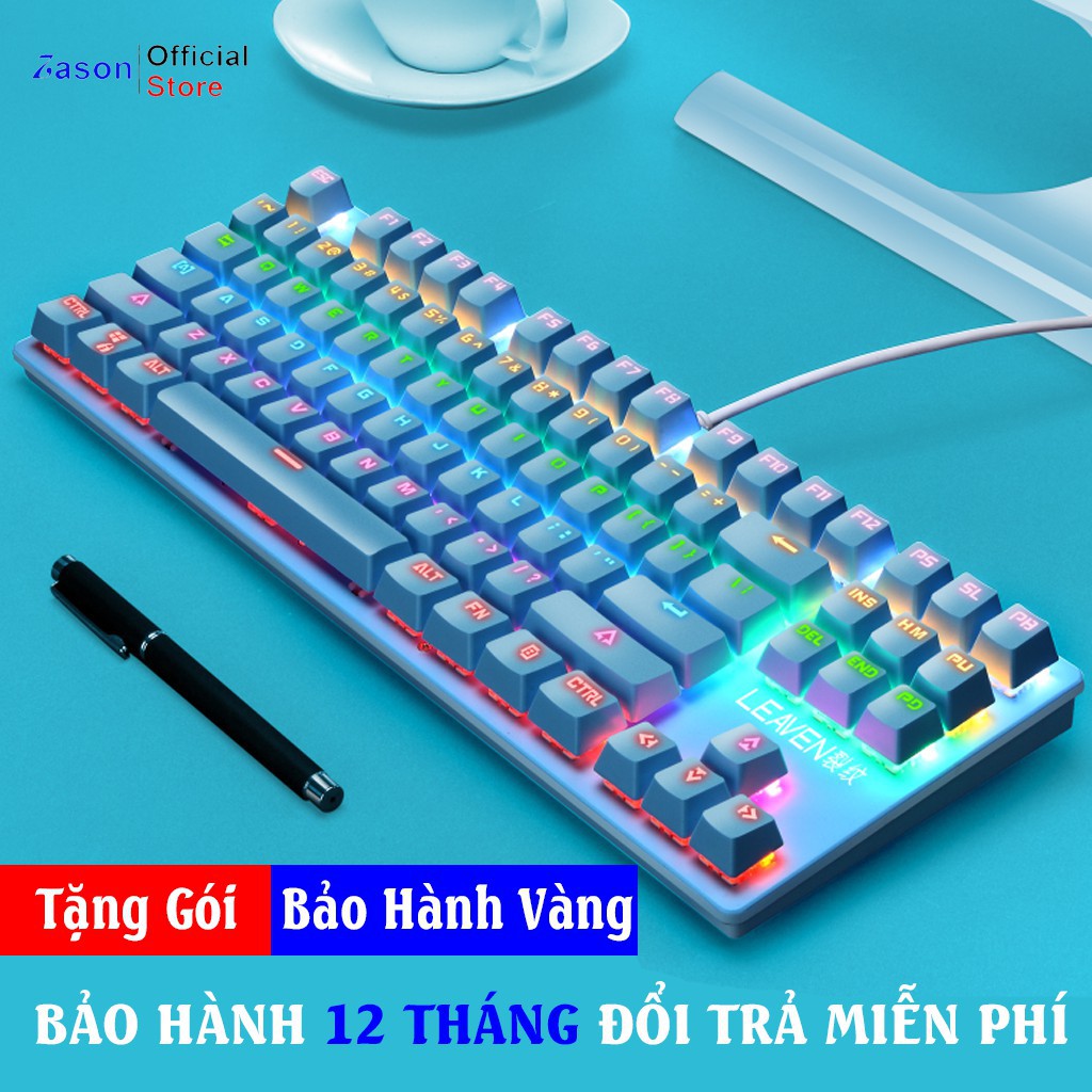 Bàn Phím Máy Tính, Bàn Phím Cơ Gaming LEAVEN K550 Chống Nước, Tích Hợp Đèn Led Đồi 10 Chế Độ Nháy Bảo Hành 12 Tháng