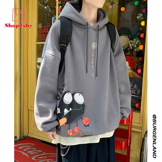 Áo len hoodie Plus size Hàn Quốc in hoạt hình thời trang quần áo nam rộng rãi
