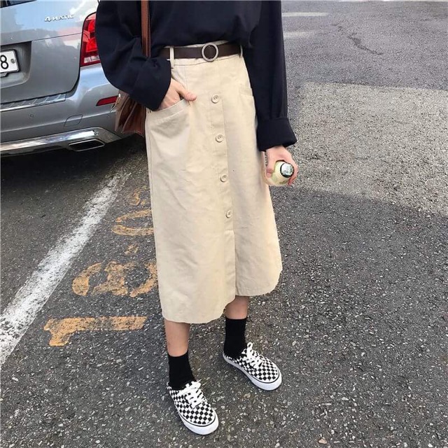 CÓ SẴN SIZE M , L # KEM & NÂU S,M] Váy dài phong cách vintage ulzz9ang 2018 - V141 | BigBuy360 - bigbuy360.vn