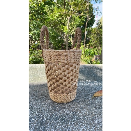 Túi Cói Bầu Chong Chóng Quai Đai - Vintage - Đơn Giản - Cực Xinh