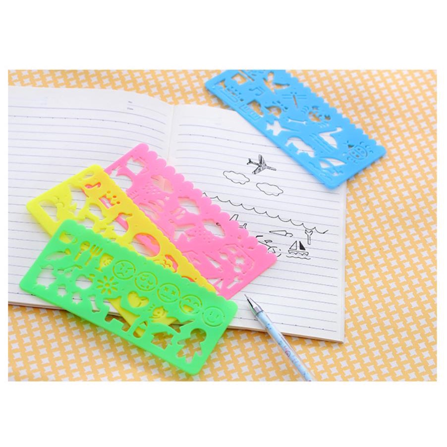 Set 4 Thước Hình Học Vẽ Hình Động Vật Cho Bé