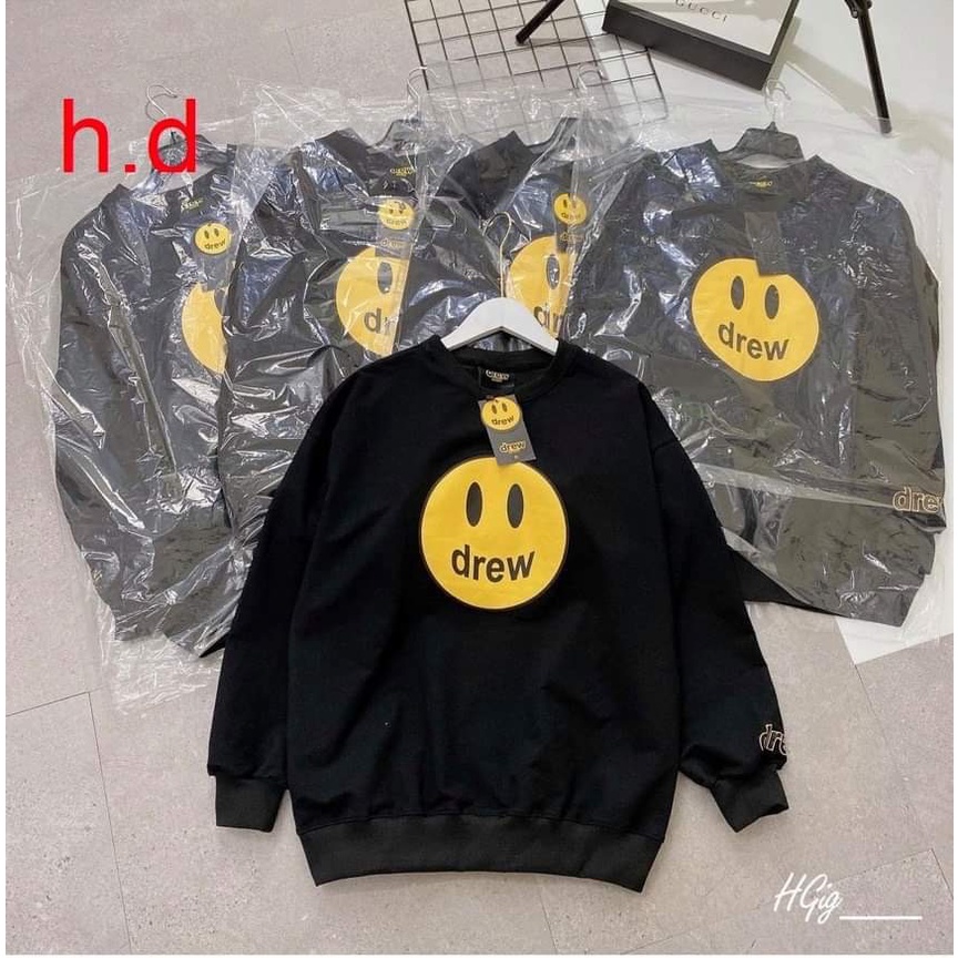 [ Giá rẻ bất ngờ] Áo Sweater in mặt cười drew chất nỉ bông dày dặn, áo thun bomber freesize form thụng chuẩn ảnh | BigBuy360 - bigbuy360.vn