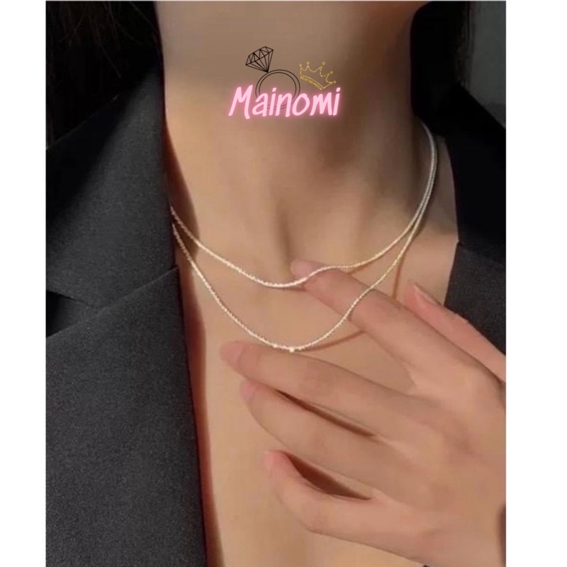 Dây chuyền nữ CHOKER kiểu Kép, dây bạc xù  Mainomi Shop Bạc Xinh