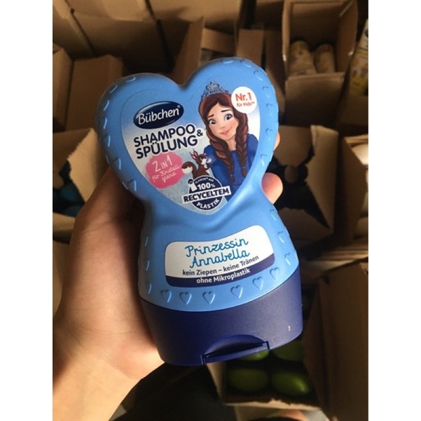 [Hàng Đức] Dầu gội xả cho bé Bubchen Tomlige trái tim 2in1 công chúa