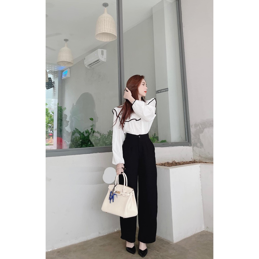 QUẦN TÂY ỐNG RỘNG NỮ, QUẦN TÂY ỐNG RỘNG LƯNG CAO MÀU ĐEN CAO CẤP BABO ĐỦ SIZE S, M, L SIÊU PHONG CÁCH CỰC XỊN SÒ