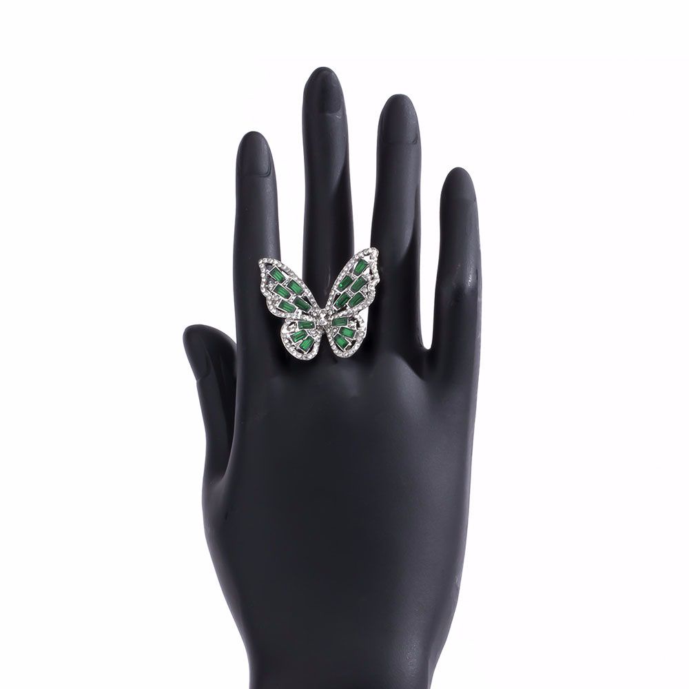 Nhẫn phối mặt hình bướm đính đá cỡ lớn phong cách Hàn Quốc sang trọng thời trang cho nữ