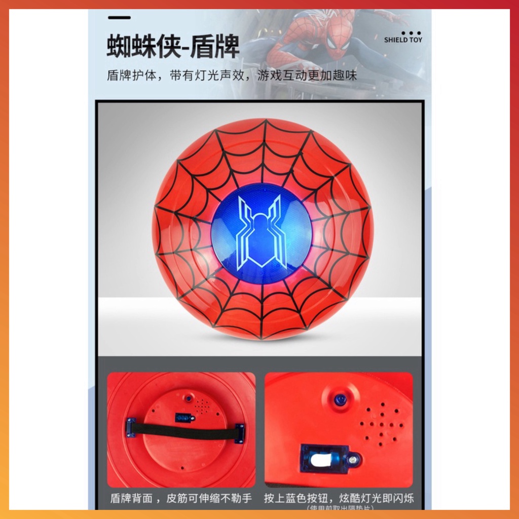 SET Đồ chơi người nhện phát sáng, khiên Spider Man kèm phụ kiện  siêu anh hùng