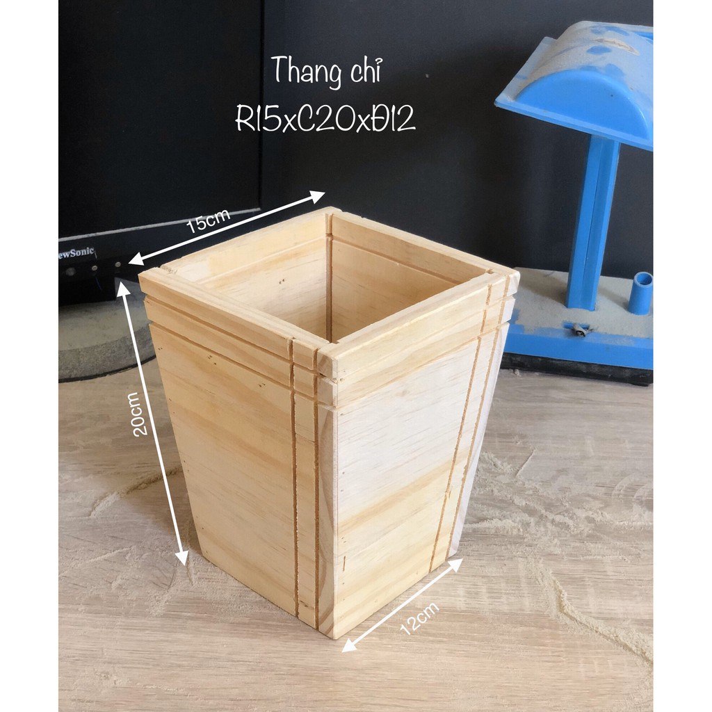 HỘP GỖ CẮM HOA, CHẬU GỖ TRỒNG CÂY-Chậu thang (chạy 2 chỉ) - 15x15x20