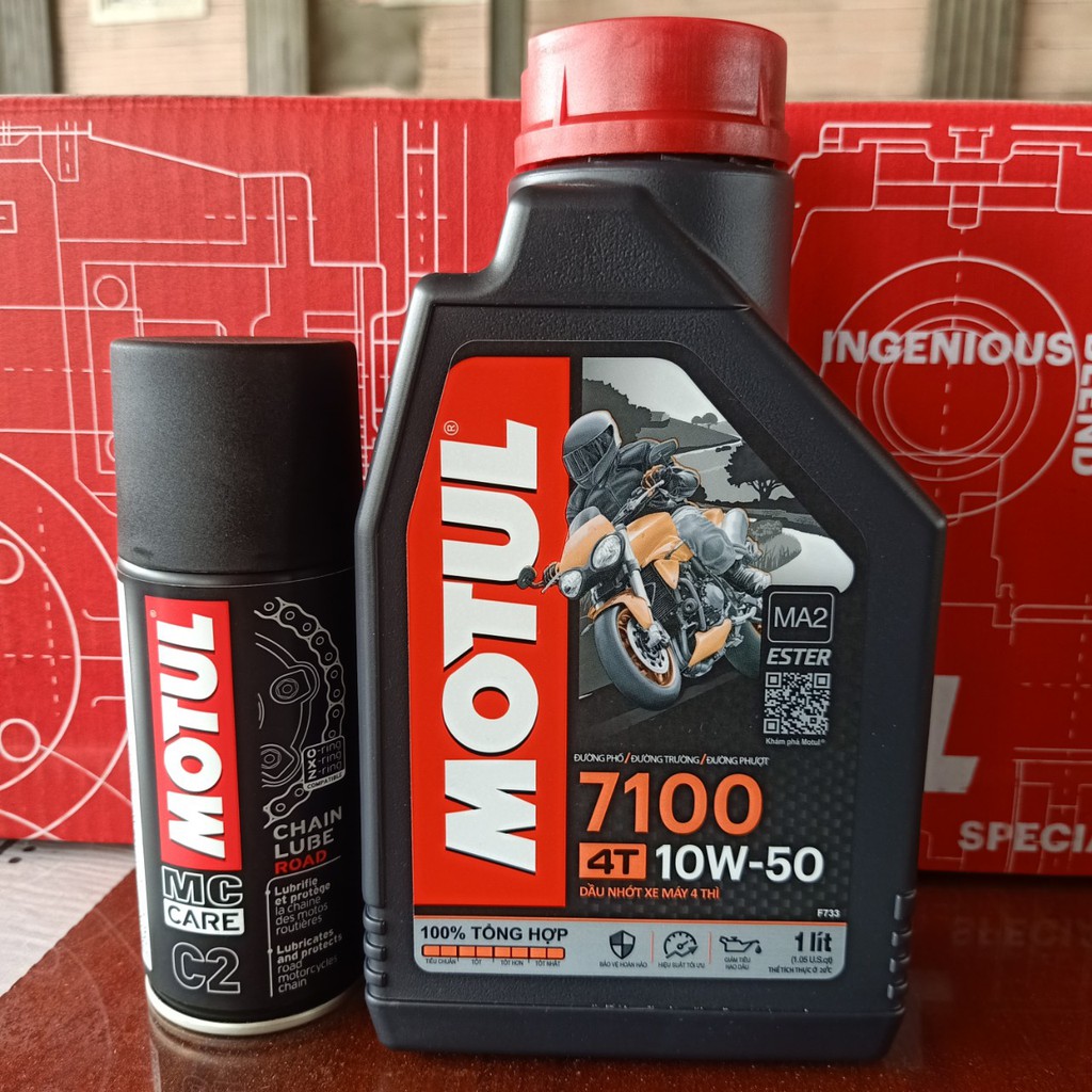 COMBO NHỚT MOTUL 7100 - 1L + XỊT SÊN MOTUL C2 - 150ML