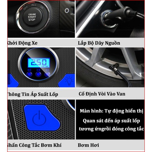 Bơm lốp ô tô, xe hơi tự ngắt - bơm lốp điện tử chính hãng AIKESI