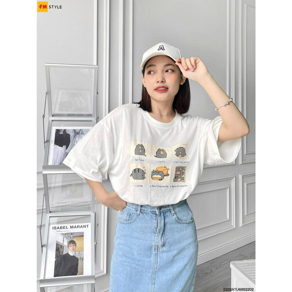 Áo thun tay lỡ form rộng FM STYLE đẹp oversize chất vải cotton mềm mịn thiết kế hình in dễ thương nhiều màu 210120021