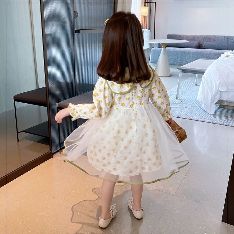 Đầm Công Chúa Tay Dài Cổ Búp Bê Thời Trang Mùa Thu 2022 Mới Cho Bé Gái