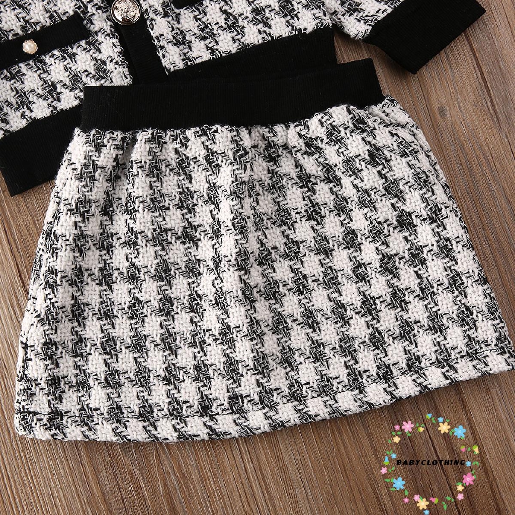 ღWSVღToddler Baby Girl Plaid Skirt Set Long Sleeve Jacket Coat Tops Party Dress Tutu Skirt Fall Outfit Clothes