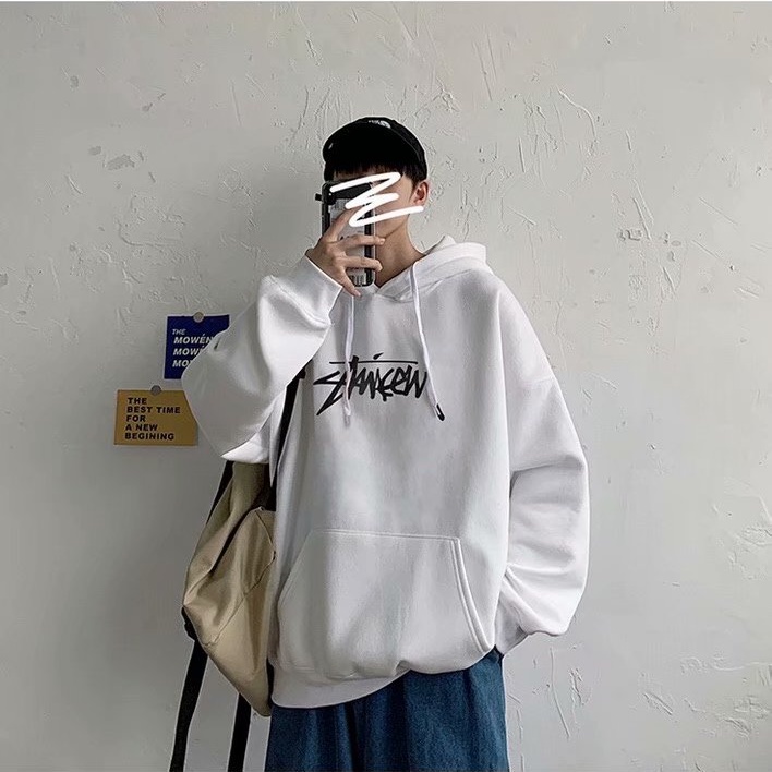 Áo hoodie dáng rộng in họa tiết thời trang mùa đông cho nam có 5 màu tùy chọn size M-5XL