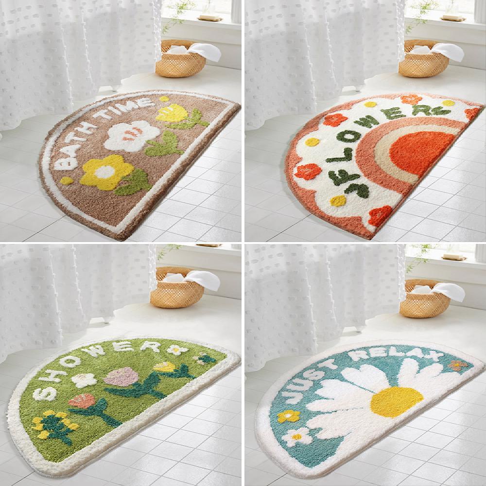 Thảm lót cửa chùi chân Hình Bán Nguyệt Chống Trượt Thấm Hút Tốt Nhanh Khô Tiện Dụng