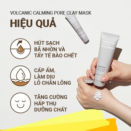 Mặt nạ đất sét làm dịu lỗ chân lông innisfree Volcanic Calming Pore Clay Mask 100ml 2022 - Ninishop