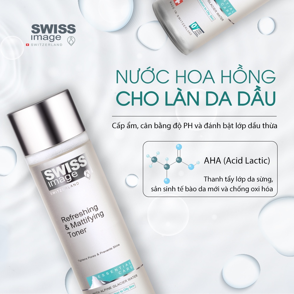 Nước hoa hồng làm sạch cân bằng PH dành cho da dầu Swiss Image Refreshing &amp; Mattifying Toner 200ml
