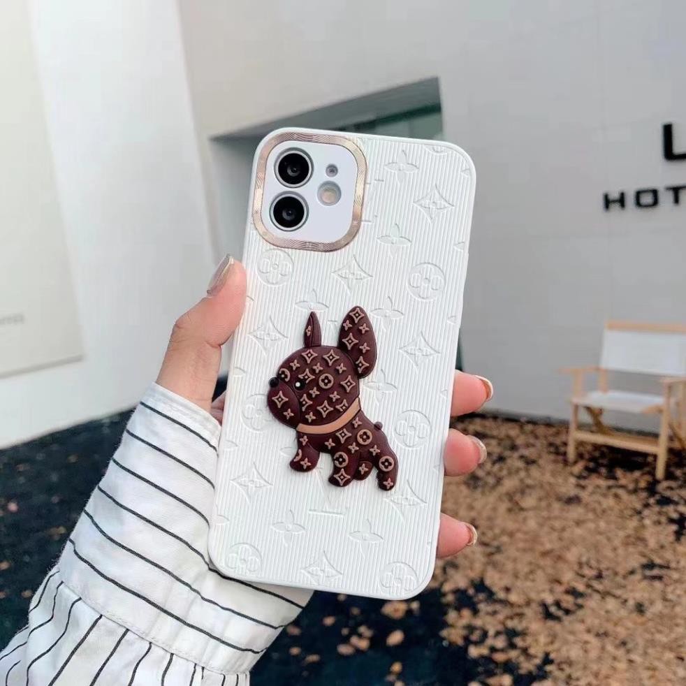 Ốp lưng iphone in hình LV bulldog mạ viền camera 7plus 8plus X Xs max 11 11promax 12 12pro 12promax 13 13pro 13promax