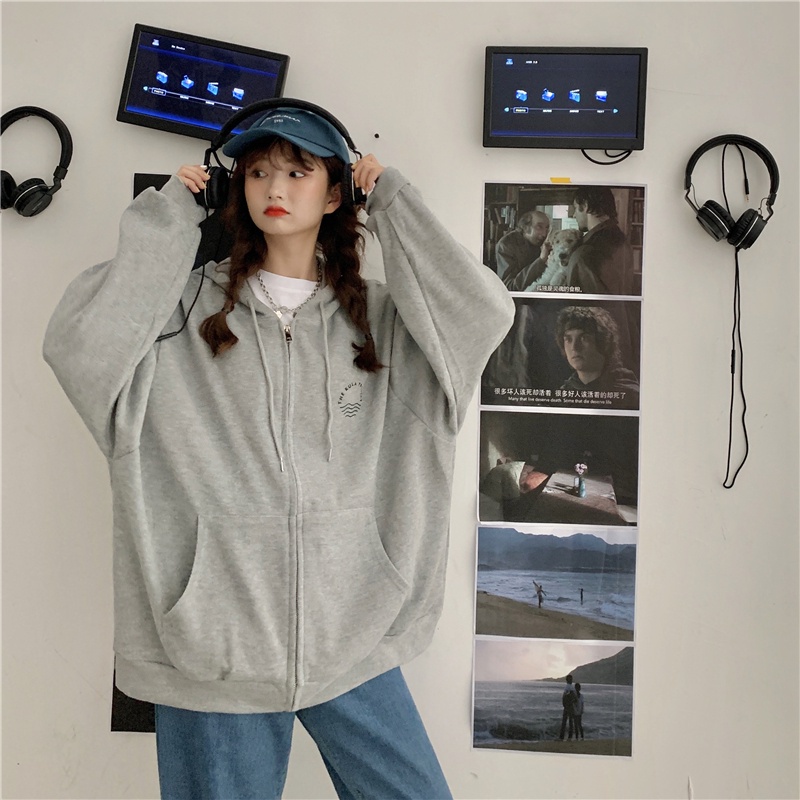 Áo Khoác cotton Phối Nhung Tay Dài Dáng Rộng Phong Cách Hàn Quốc Thời Trang Mùa Đông Mới Cho Nữ