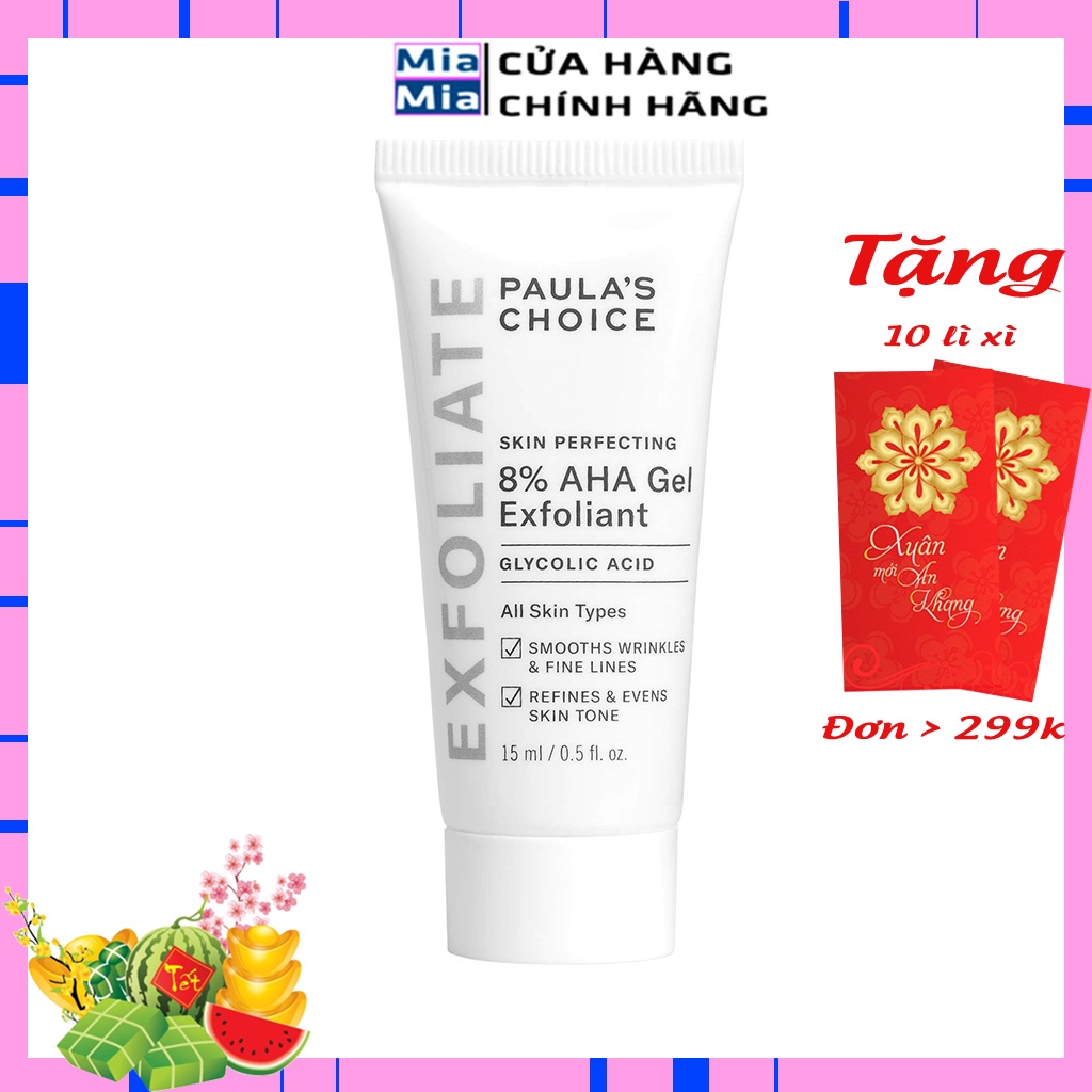 Gel Tẩy Tế Bào Da Chết Paula Choice Làm Mềm Và Sáng Mịn Da Paula's Choice Skin Perpecting 8% AHA Gel Exfoliant 15ml