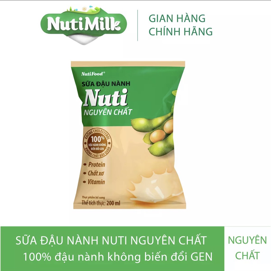 Thùng 36 Bịch Sữa Đậu Nành Nuti Nguyên Chất 200ml