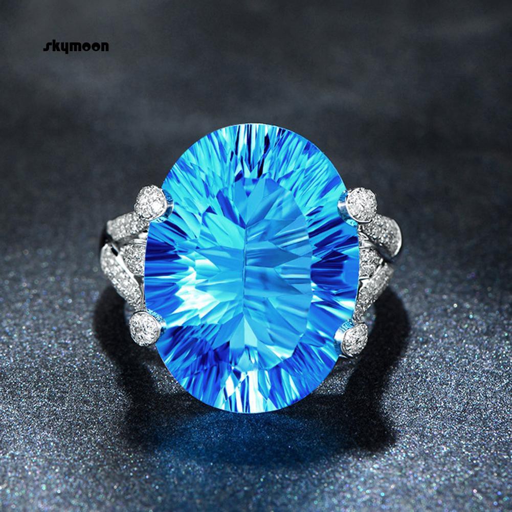 Nhẫn đính đá Topaz nhân tạo sang trọng cho phái nữ