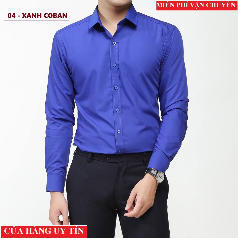 (MUA LẺ GIÁ SỈ) Tổng kho sơ mi nam trơn xanh coban