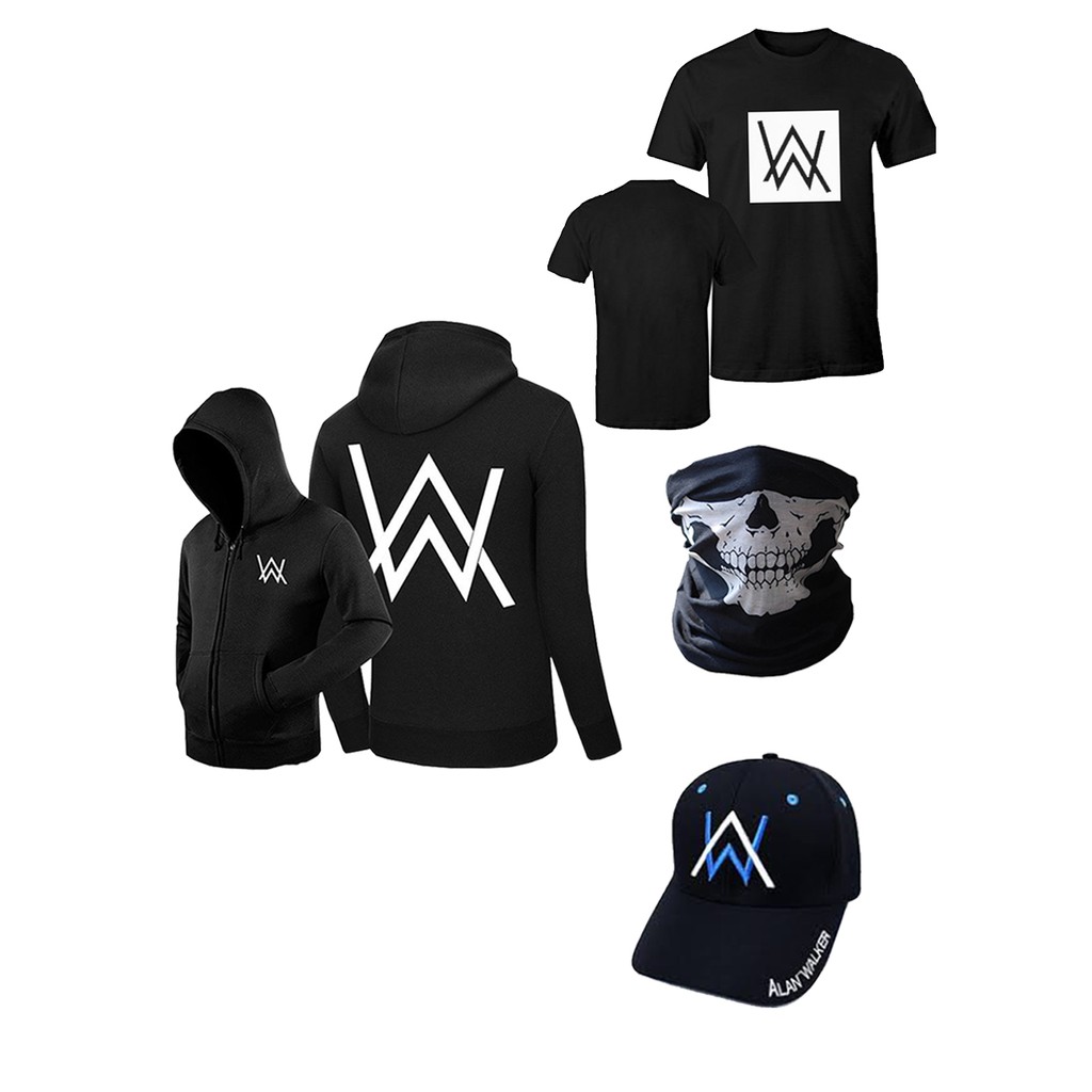Combo 4 món thời trang ALan Walker Áo khoác, áo thun, nón, khăn bịt mặt thần chết