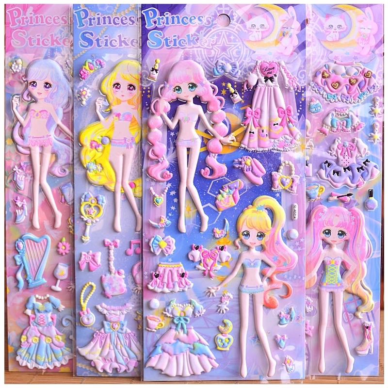 Sticker dán 3D Cao Cấp Phối Đồ Cho Công Chúa Cùng Phụ Kiện Xinh