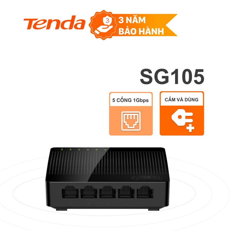 Bộ chia mạng Gigabit Switch TENDA 5 cổng SG105, 8 cổng SG108 Tốc độ 1000Mbps - Chính hãng BH36TH