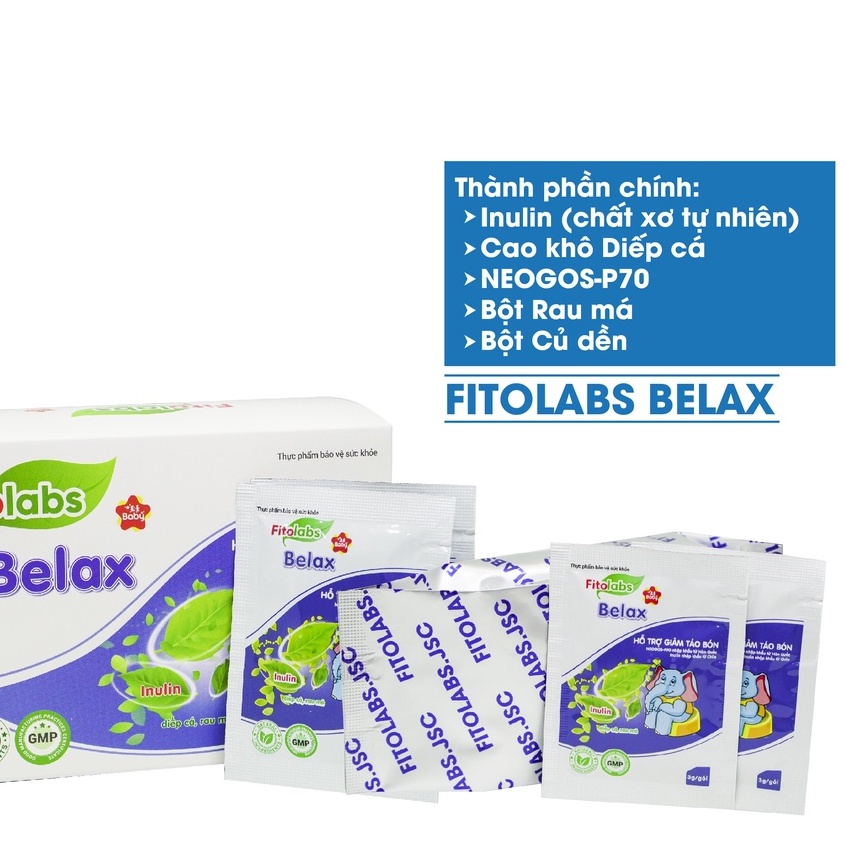 Cốm bổ sung chất xơ tự nhiên Fitolabs belax nhuận tràng giảm táo bón tiêu hóa tốt cho bé.Hộp 20 gói suckhoechomoinha