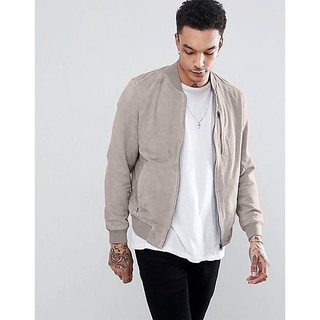 [ẢNH THẬT] [FREESHIP] Áo khoác Bomber da lộn phối zip