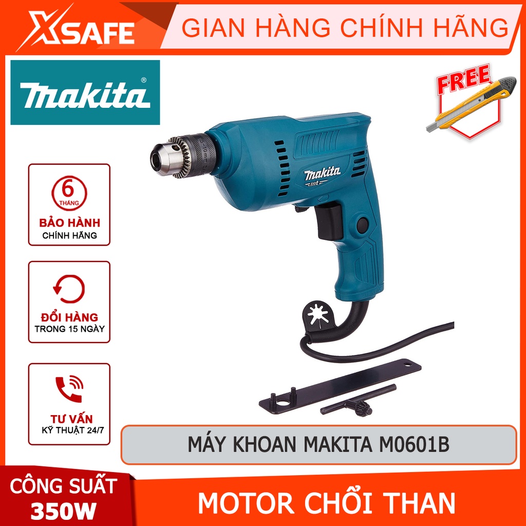 Máy khoan MAKITA M0601B 10mm Máy khoan cầm tay công suất 350W tốc độ không tải 0-3000v/p, dùng khoan thép, gỗ - [XSAFE]