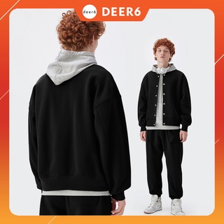 Áo khoác bomber nỉ trơn basic nam nữ 2 màu đen xám
